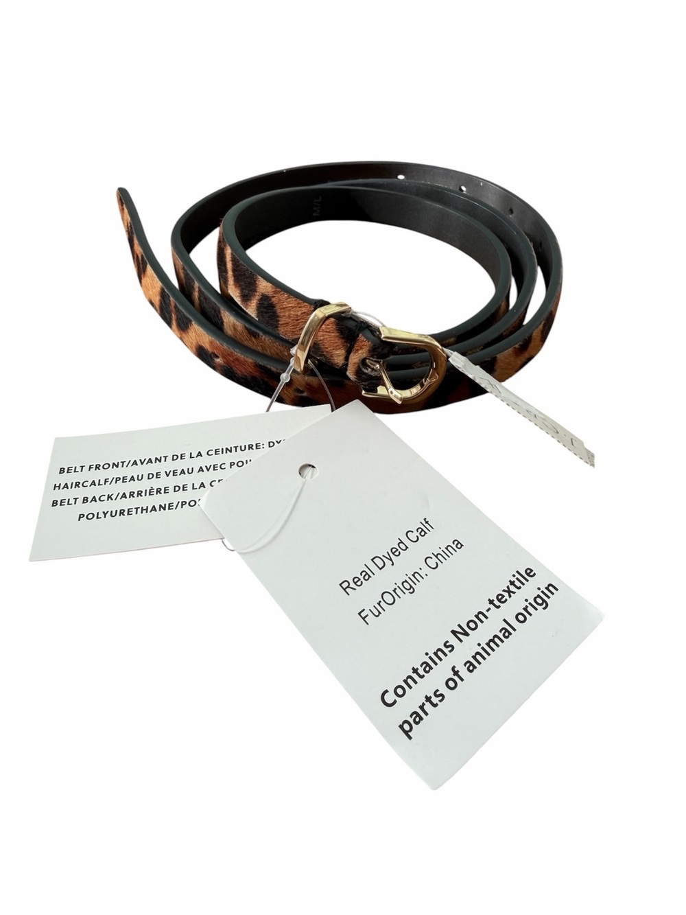NWT J.Crew Skinny Leopard Calf Hair Belt Womens M/L Medium Large Preppy Classic - Picture 2 of 6
